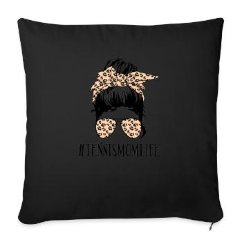 Tennis Maman Vie Messy Bun Lunettes de Soleil Nouveauté Distr - Housse de coussin décorative 45 x 45 cm - noir - Devant