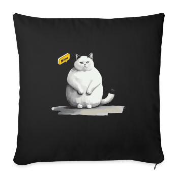 cute white fat cat with speech bubble - Sofa pillowcase 17,3'' x 17,3'' (45 x 45 cm) - black - Front