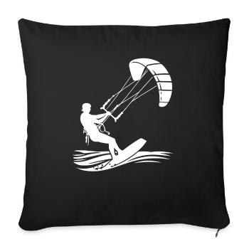 Kitesurf Kiteboard Surf Kiteboarder Surfeur - Housse de coussin décorative 45 x 45 cm - noir - Devant
