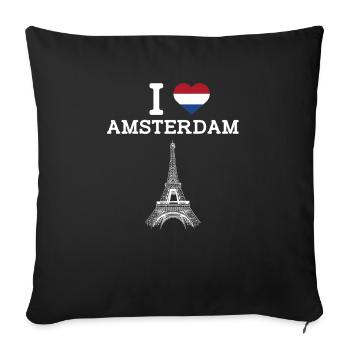 I Love Amsterdam Cool Netherland Flag Eiffel Tower - Sofa pillowcase 17,3'' x 17,3'' (45 x 45 cm) - black - Front
