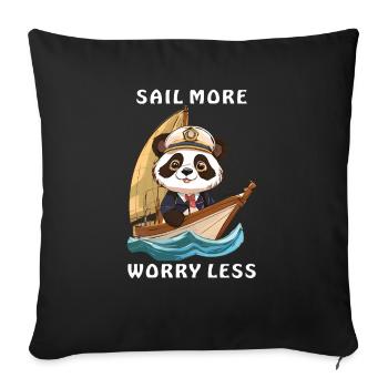 PANDA BEAR VOILIER VOILE PLUS S’INQUIÉTER MOINS - Housse de coussin décorative 45 x 45 cm - noir - Devant