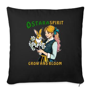 WOMAN RABBIT FLOWER OSTARA SPIRIT - Sofa pillowcase 17,3'' x 17,3'' (45 x 45 cm) - black - Front