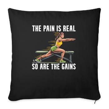 Bulgarische Kniebeuge Übung Fitness Workout Fitnessstudio - Sofakissenbezug 45 x 45 cm - Schwarz - Vorne