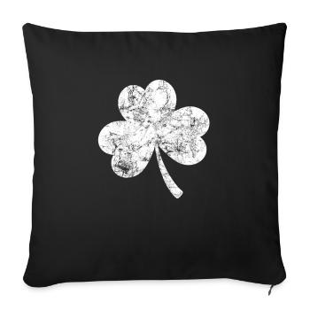 Trèfle - Saint-Patrick - Irlande - Housse de coussin décorative 45 x 45 cm - noir - Devant