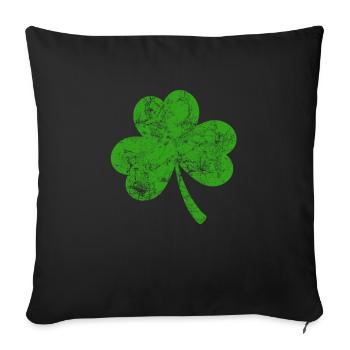 Trèfle - Saint-Patrick - Irlande - Housse de coussin décorative 45 x 45 cm - noir - Devant