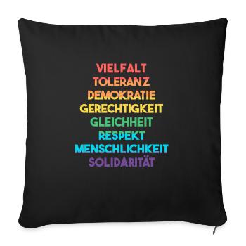 Demokratie, Vielfalt, Toleranz - LGBTQ - Wahl 2025 - Sofakissenbezug 45 x 45 cm - Schwarz - Vorne