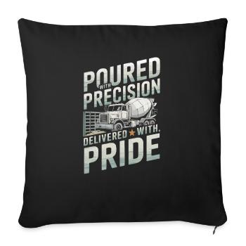 Bétonnière Chauffeur de camion Conduite de camion - Housse de coussin décorative 45 x 45 cm - noir - Devant