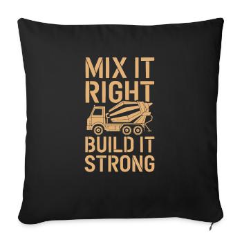 Bétonnière Chauffeur de camion Conduite de camion - Housse de coussin décorative 45 x 45 cm - noir - Devant