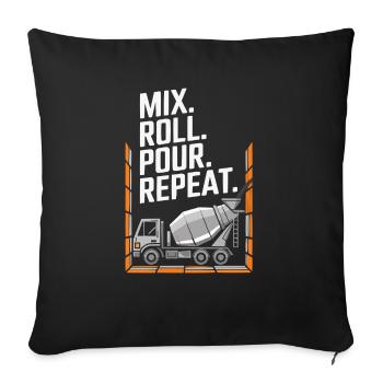 Bétonnière Chauffeur de camion Conduite de camion - Housse de coussin décorative 45 x 45 cm - noir - Devant