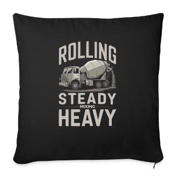 Bétonnière Chauffeur de camion Conduite de camion - Housse de coussin décorative 45 x 45 cm - noir - Devant