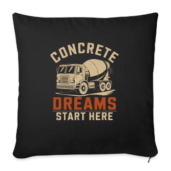 Bétonnière Chauffeur de camion Conduite de camion - Housse de coussin décorative 45 x 45 cm - noir - Devant