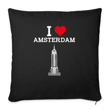 I Love Amsterdam Heart Flag State Netherlands Pun - Sofa pillowcase 17,3'' x 17,3'' (45 x 45 cm) - black - Front