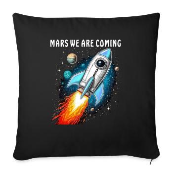 ROCKET MARS WE ARE COMING - Sofa pillowcase 17,3'' x 17,3'' (45 x 45 cm) - black - Front