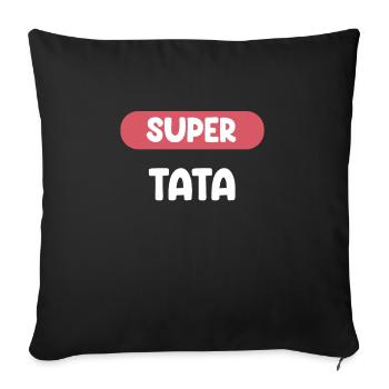 super tata cadeau tata cadeau tante - Housse de coussin décorative 45 x 45 cm - noir - Devant