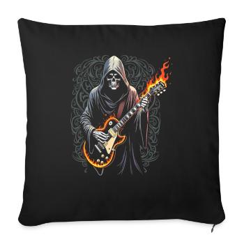 Grim Reaper with Guitar - Rock Style - Sofa pillowcase 17,3'' x 17,3'' (45 x 45 cm) - black - Front