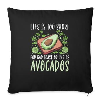 Toast à l’avocat Amateur de nourriture végétarienne Guacamole - Housse de coussin décorative 45 x 45 cm - noir - Devant