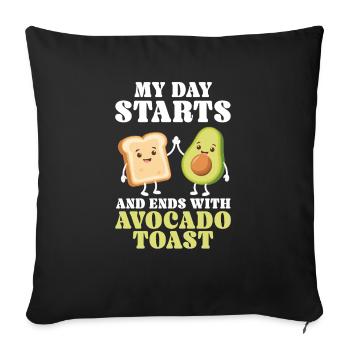 Toast à l’avocat Amateur de nourriture végétarienne Guacamole - Housse de coussin décorative 45 x 45 cm - noir - Devant