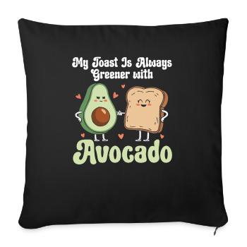 Avocado Toast Lover Vegetarian Food Guacamole - Sofa pillowcase 17,3'' x 17,3'' (45 x 45 cm) - black - Front