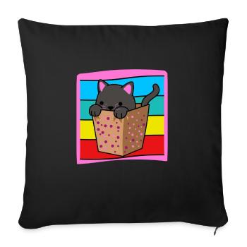 Cat in a box - Sofa pillowcase 17,3'' x 17,3'' (45 x 45 cm) - black - Front