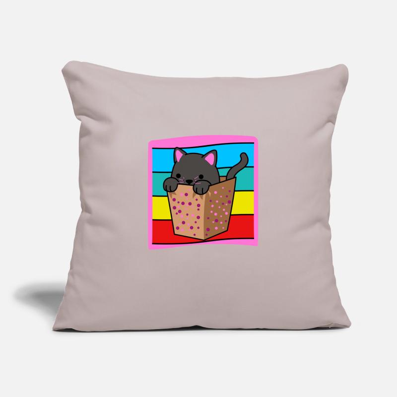 Chat dans une boîte Housse de coussin décorative 45 x 45 cm
