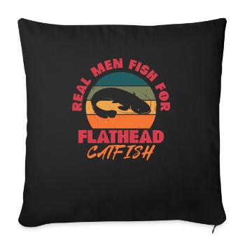 Vrais hommes poisson pour poisson-chat à tête plate Catfish Catfishing - Housse de coussin décorative 45 x 45 cm - noir - Devant