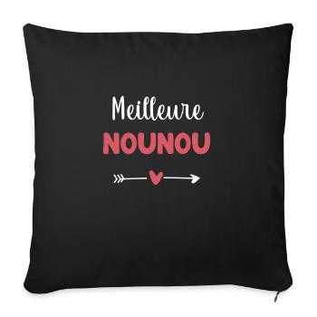 meilleure nounou coeur cadeau nounou - Housse de coussin décorative 45 x 45 cm - noir - Devant