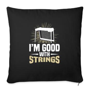 I'm good with strings - Sofa pillowcase 17,3'' x 17,3'' (45 x 45 cm) - black - Front
