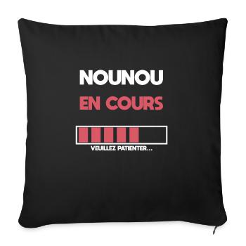 nounou en cours future nounou cadeau nounou - Housse de coussin décorative 45 x 45 cm - noir - Devant