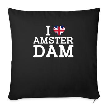 I Love Amsterdam UK Heart Flag United Kingdom Pun - Sofa pillowcase 17,3'' x 17,3'' (45 x 45 cm) - black - Front