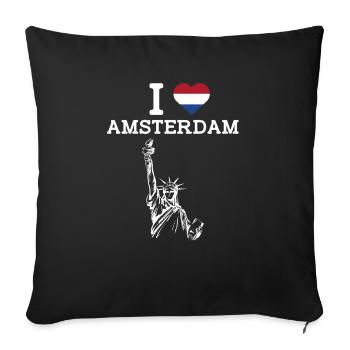 I Love Amsterdam Cool Flag Statue Of Liberty Pun - Sofa pillowcase 17,3'' x 17,3'' (45 x 45 cm) - black - Front