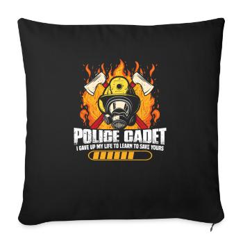 Cadet policier à qui j’ai donné ma vie - Housse de coussin décorative 45 x 45 cm - noir - Devant
