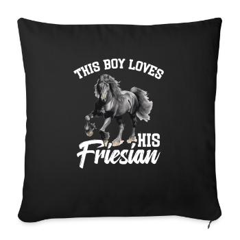 Ce garçon aime son frison - Housse de coussin décorative 45 x 45 cm - noir - Devant
