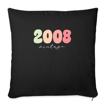 Birthday Year of birth 2008 - Sofa pillowcase 17,3'' x 17,3'' (45 x 45 cm) - black - Front