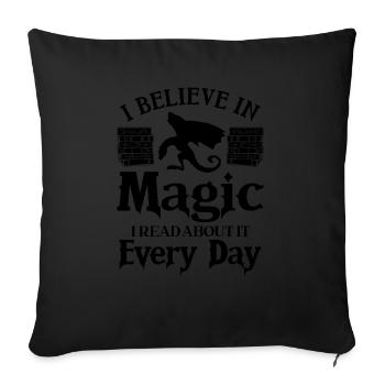 Reading Dragon Booktok Book Lover Book Dragon - Sofa pillowcase 17,3'' x 17,3'' (45 x 45 cm) - black - Front