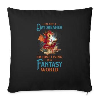 Reading Dragon Booktok Book Lover Book Dragon - Sofa pillowcase 17,3'' x 17,3'' (45 x 45 cm) - black - Front