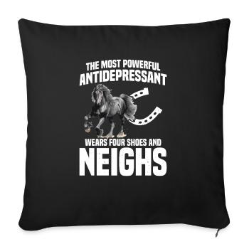 Frison, Garçon, Amour, Cheval, Frison - Housse de coussin décorative 45 x 45 cm - noir - Devant