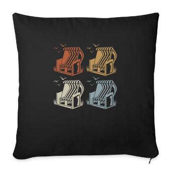 Beach Chair Retro - Vintage - Silhouette - Sofa pillowcase 17,3'' x 17,3'' (45 x 45 cm) - black - Front