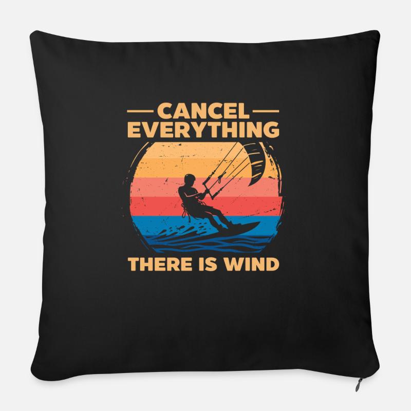 Cancel Everything There Is Wind Kiteboarding - Sofa pillowcase 17,3'' x 17,3'' (45 x 45 cm) - black