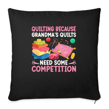 Machine à coudre Couette Couette Mamie Quilter Couture - Housse de coussin décorative 45 x 45 cm - noir - Devant