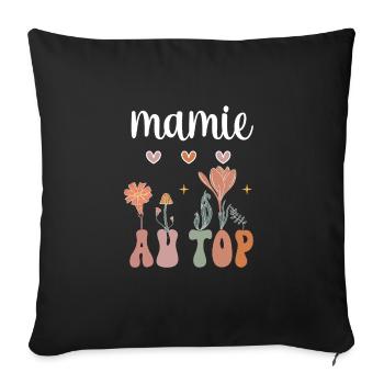 Granny at the top boho bohemian flowers gift granny - Sofa pillowcase 17,3'' x 17,3'' (45 x 45 cm) - black - Front