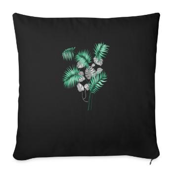 Conception de feuilles tropicales - Housse de coussin décorative 45 x 45 cm - noir - Devant