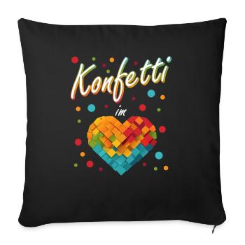 Konfetti Fasching Karneval Spaß Design - Sofakissenbezug 45 x 45 cm - Schwarz - Vorne