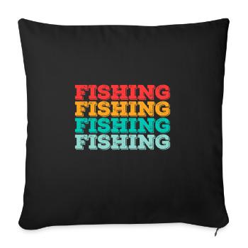 Fishing - Sofa pillowcase 17,3'' x 17,3'' (45 x 45 cm) - black - Front