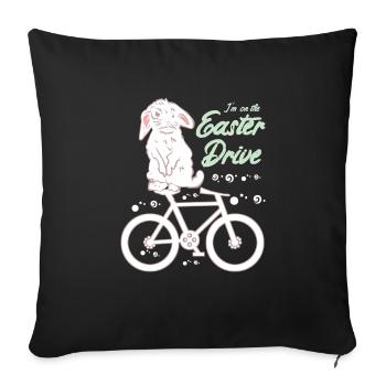 Lapin de Pâques avec vélo - Housse de coussin décorative 45 x 45 cm - noir - Devant