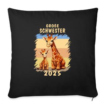 GIRAFFES BECOME BIG SISTER 2025 - Sofa pillowcase 17,3'' x 17,3'' (45 x 45 cm) - black - Front