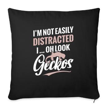 Je ne me laisse pas facilement distraire. Oh, regardez les geckos - Housse de coussin décorative 45 x 45 cm - noir - Devant