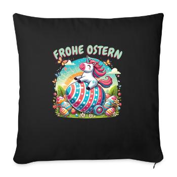 Happy Easter Unicorn – Funny Easter Egg Design - Sofa pillowcase 17,3'' x 17,3'' (45 x 45 cm) - black - Front