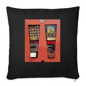 Retro chewing gum machine in comic look - Sofa pillowcase 17,3'' x 17,3'' (45 x 45 cm) - black - Front