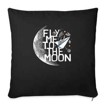 Un astronaute s’envole vers la lune Un astronaute s’envole vers la lune - Housse de coussin décorative 45 x 45 cm - noir - Devant