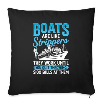 Humorous Boats and Entertainment Design - Sofa pillowcase 17,3'' x 17,3'' (45 x 45 cm) - black - Front